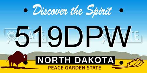 519DPW North Dakota License Plate