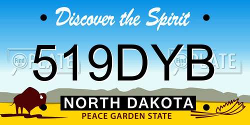 519DYB North Dakota License Plate
