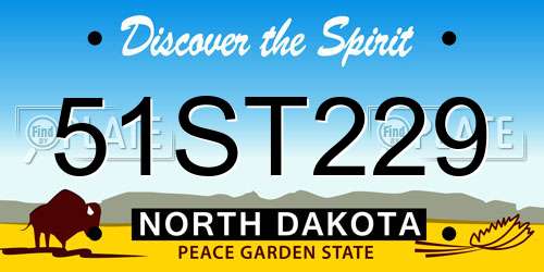 51ST229 North Dakota License Plate