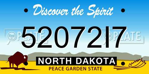 52072I7 North Dakota License Plate