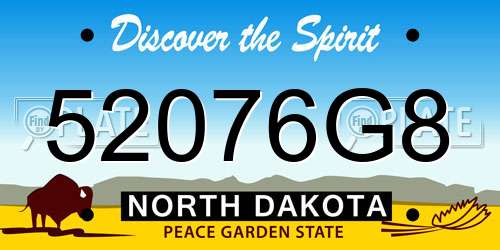 52076G8 North Dakota License Plate