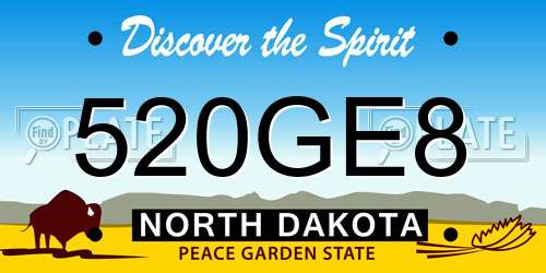 520GE8 North Dakota License Plate