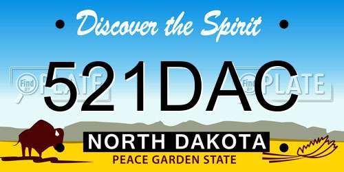 521DAC North Dakota License Plate