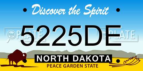 5225DE North Dakota License Plate
