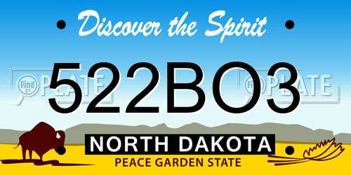 522BO3 North Dakota License Plate