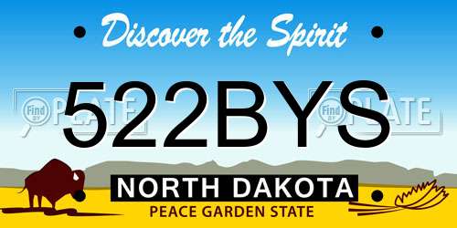 522BYS North Dakota License Plate