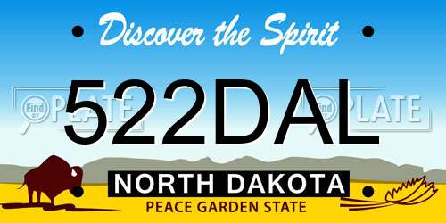522DAL North Dakota License Plate