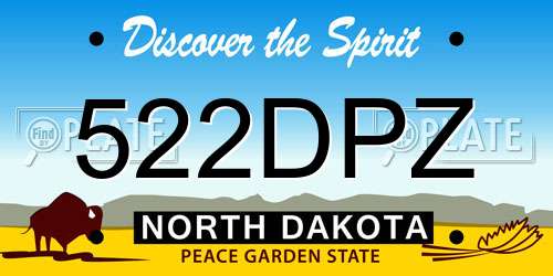 522DPZ North Dakota License Plate