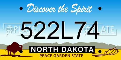 522L74 North Dakota License Plate