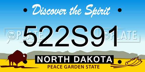 522S91 North Dakota License Plate