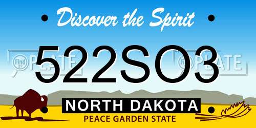 522SO3 North Dakota License Plate