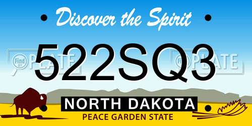 522SQ3 North Dakota License Plate