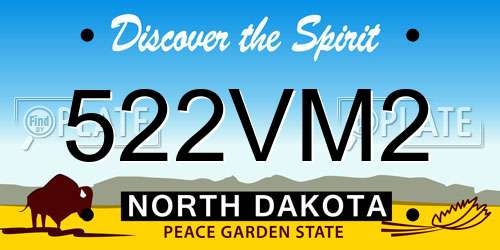 522VM2 North Dakota License Plate