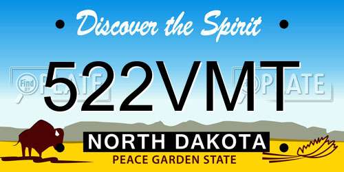 522VMT North Dakota License Plate
