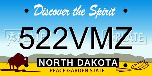 522VMZ North Dakota License Plate