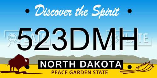 523DMH North Dakota License Plate