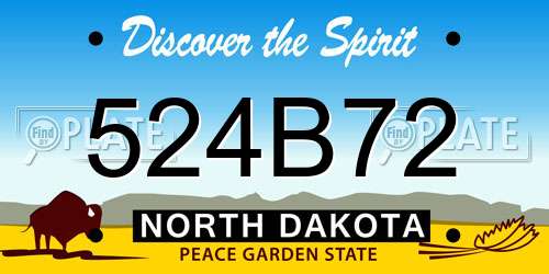 524B72 North Dakota License Plate