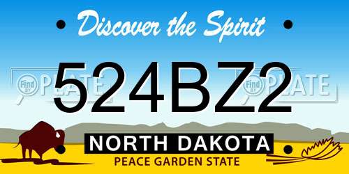 524BZ2 North Dakota License Plate
