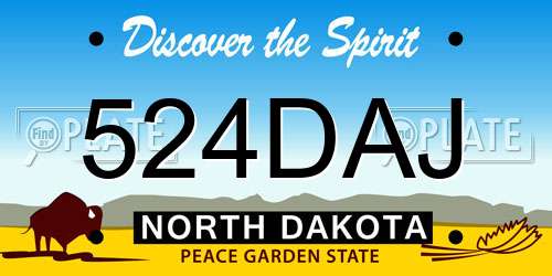 524DAJ North Dakota License Plate