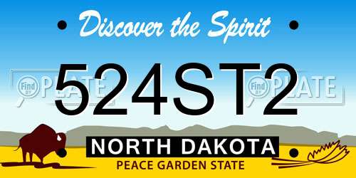 524ST2 North Dakota License Plate