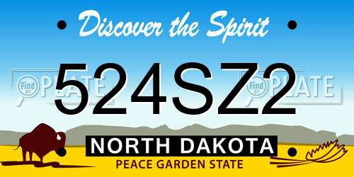 524SZ2 North Dakota License Plate
