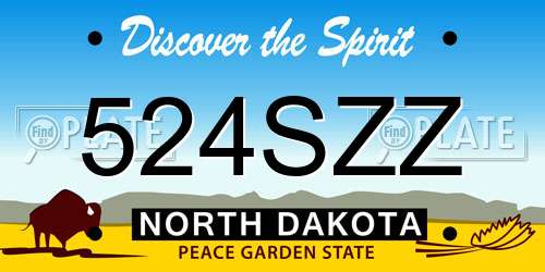 524SZZ North Dakota License Plate
