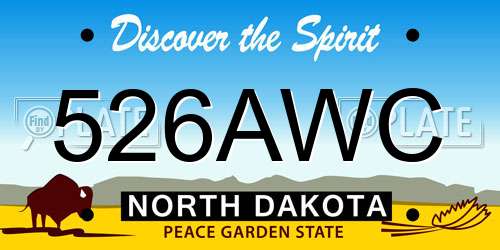 526AWC North Dakota License Plate