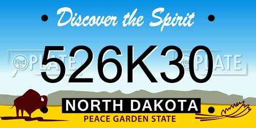 526K30 North Dakota License Plate