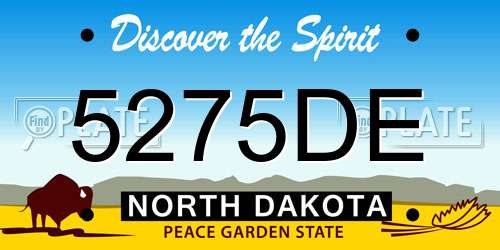 5275DE North Dakota License Plate