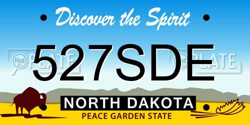 527SDE North Dakota License Plate