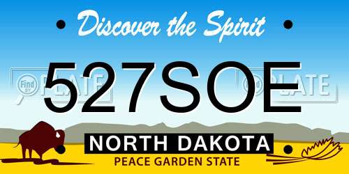 527SOE North Dakota License Plate
