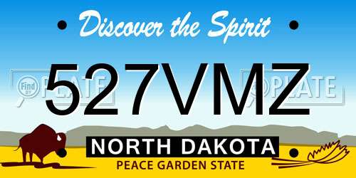 527VMZ North Dakota License Plate