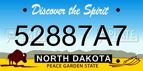 52887A7 North Dakota License Plate
