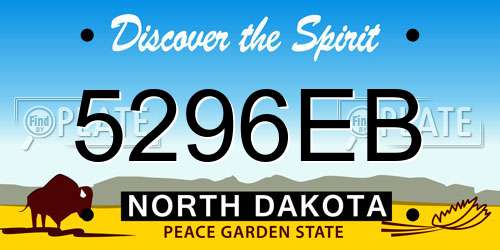 5296EB North Dakota License Plate