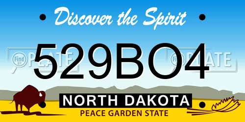 529BO4 North Dakota License Plate