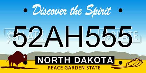52AH555 North Dakota License Plate