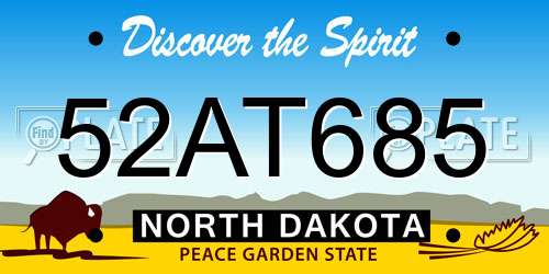 52AT685 North Dakota License Plate
