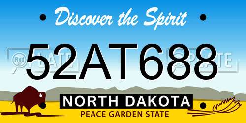 52AT688 North Dakota License Plate