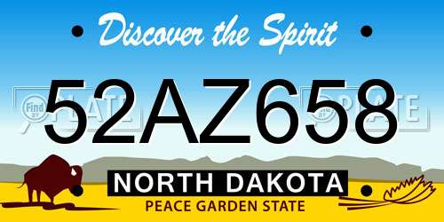 52AZ658 North Dakota License Plate