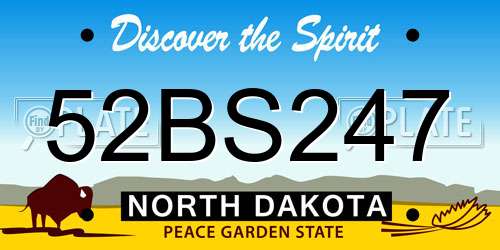 52BS247 North Dakota License Plate