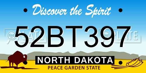 52BT397 North Dakota License Plate