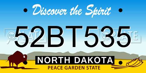 52BT535 North Dakota License Plate