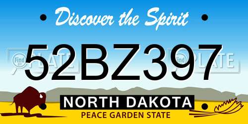 52BZ397 North Dakota License Plate