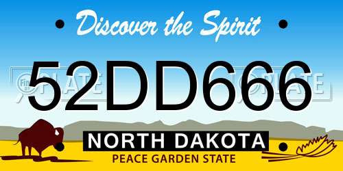 52DD666 North Dakota License Plate