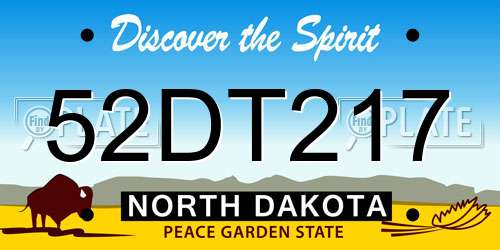 52DT217 North Dakota License Plate