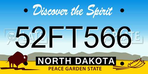 52FT566 North Dakota License Plate