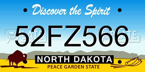 52FZ566 North Dakota License Plate