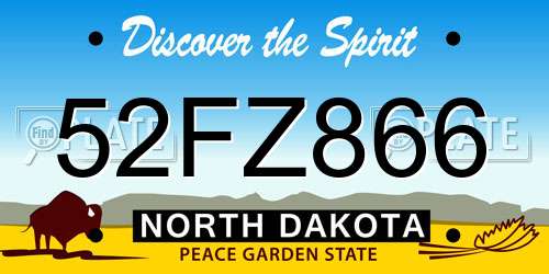 52FZ866 North Dakota License Plate