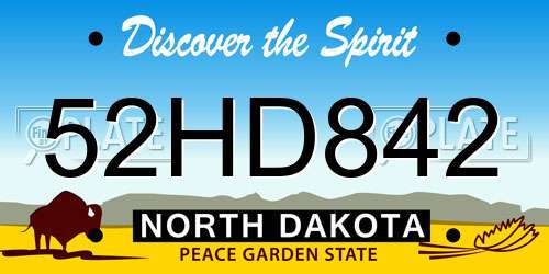 52HD842 North Dakota License Plate