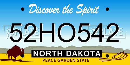 52HO542 North Dakota License Plate